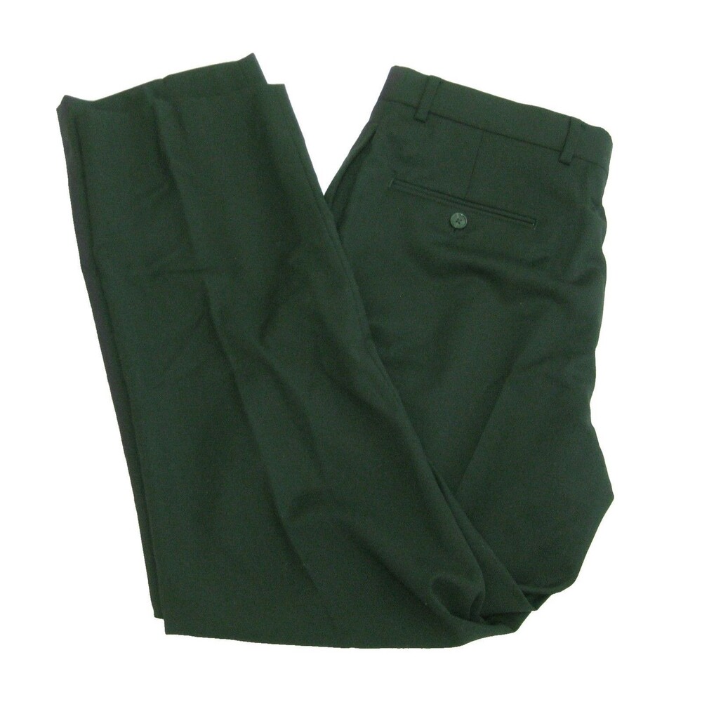 TOMMY HILFIGER Men's (Size 34x32) Solid Black 100% Wool Flat Front Chino Pants